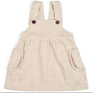 Milkbarn Cream Overall Dress with Button Detail 12-18 Months